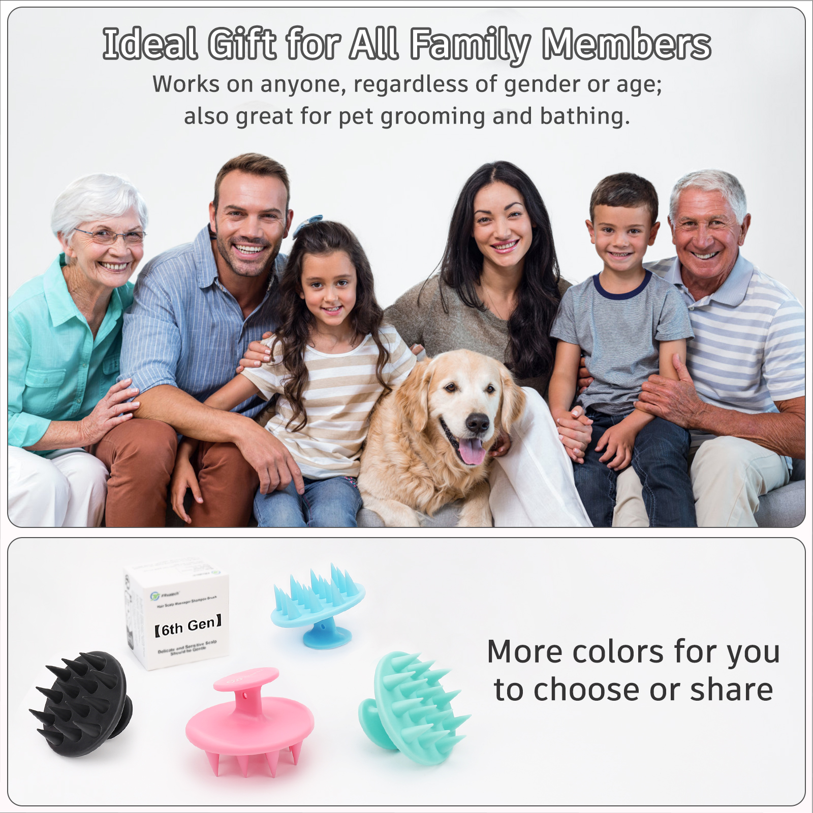 FREATECH OnePiece Silicone Scalp Massager Shampoo Brush with Long